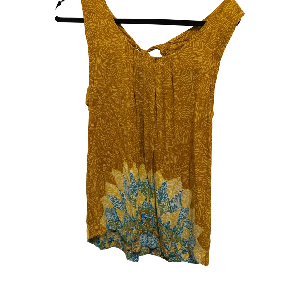 We Heart Vera Anthropologie Mustard Geometric Medallion Tie Back Tank Top